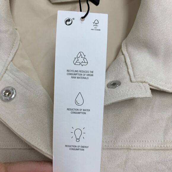 Zara Faux Suede Overshirt Womens XS Champagne Snap Button Pockets Jacket *READ - Picture 9 of 16